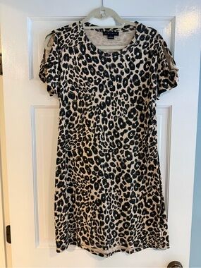 Sanctuary Leopard Print Tee Dress - Black & Beige